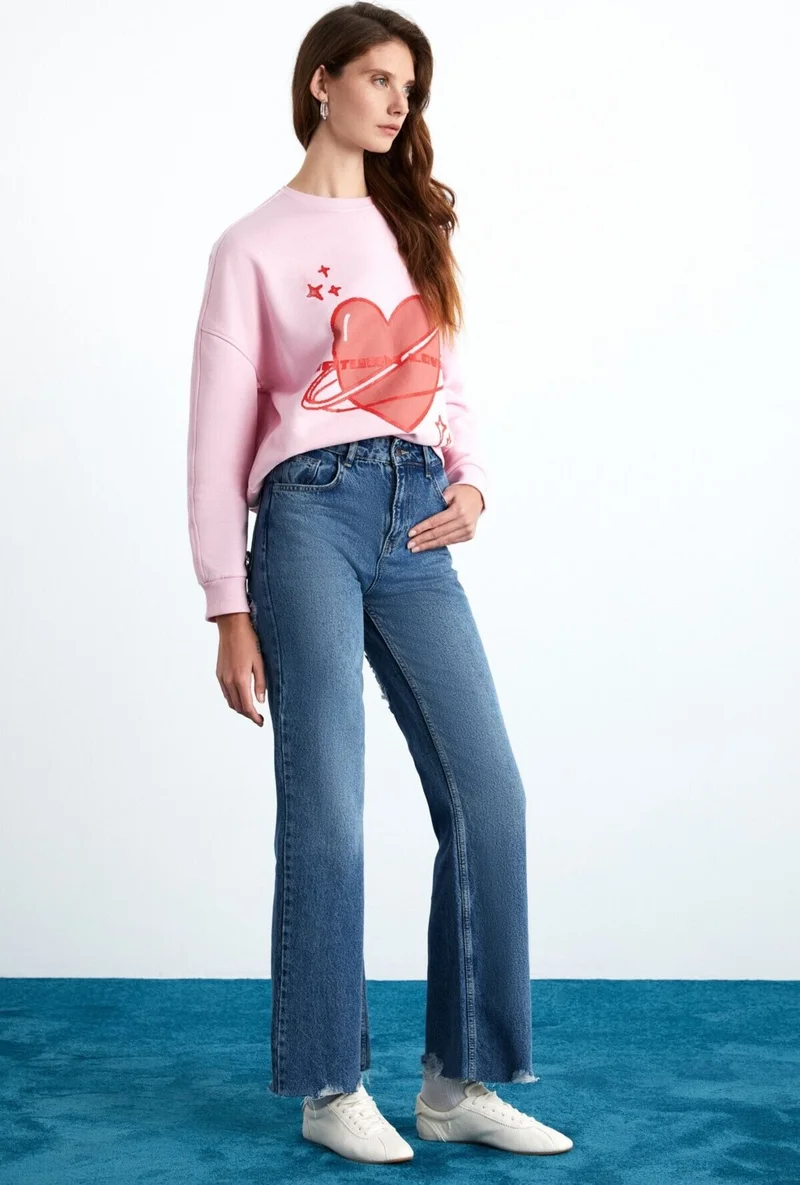 جريميلانج COCHEM Women's Organic Cotton Non-Revealing Lined Blue Jeans