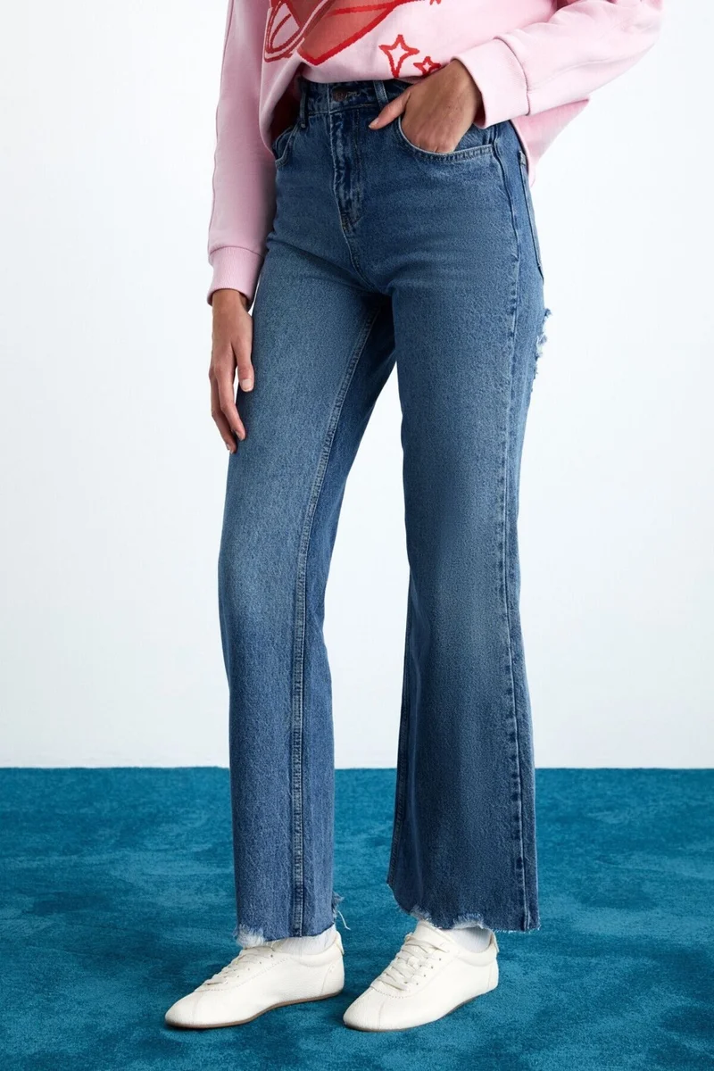 جريميلانج COCHEM Women's Organic Cotton Non-Revealing Lined Blue Jeans