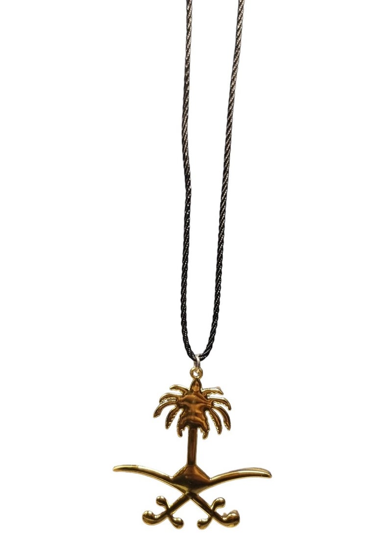 تعلبقة تعلق علي مراة سيارة سيفين و نخلة  سعودية باللون الذهبي