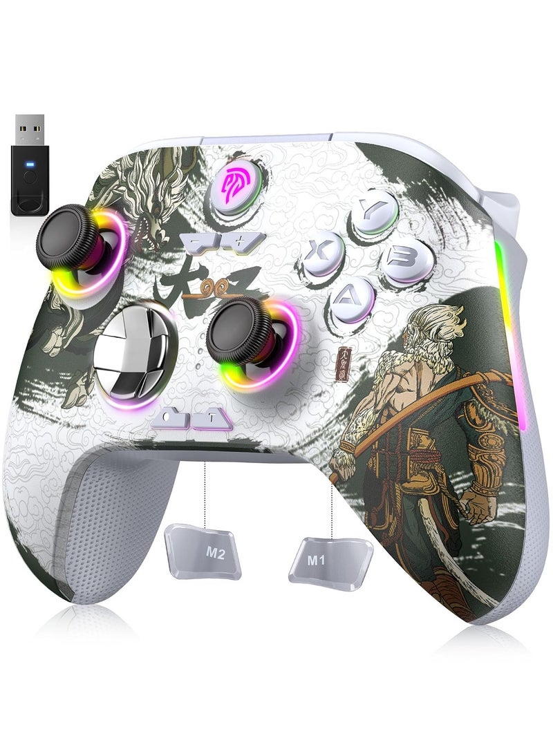 EasySMX Professional Gamepad EasySMX X15 WUKONG PC Controller - Enhanced Bluetooth Controller with Hall Joysticks/Hall Triggers/RGB Lighting - No Stick Drift, No Dead Zone - Work for PC, Android, Steam and Switch 1000mAh Battery 20 Hours Battery Life Customizable Back Keys One-Button Wake-Up Function Turbo Function 3 Adjustable Vibration Levels - Image 1