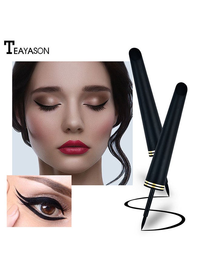 TEAYASON - Liquid Eyeliner, Highly Pigmented and Waterproof Eyeliner, For Intense Eye Definition, Smear-proof Eyeliner Liquid, Includes Easy Grip Wand and Felt Tip Eyeliner Applicator Black - Image 1