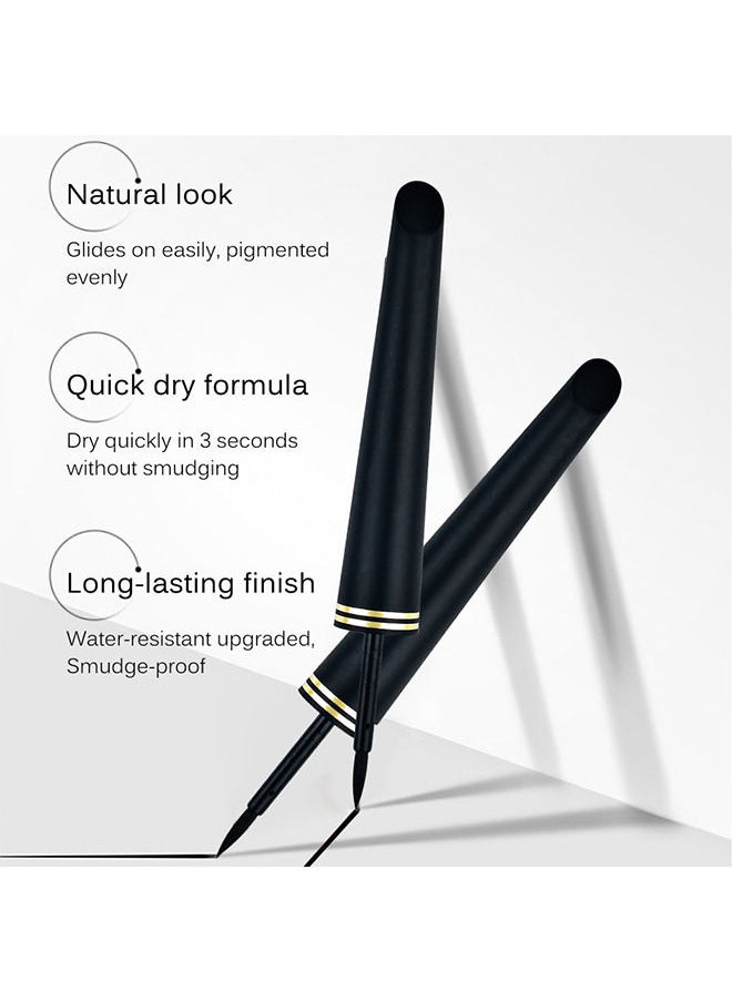 TEAYASON - Liquid Eyeliner, Highly Pigmented and Waterproof Eyeliner, For Intense Eye Definition, Smear-proof Eyeliner Liquid, Includes Easy Grip Wand and Felt Tip Eyeliner Applicator Black - Image 1
