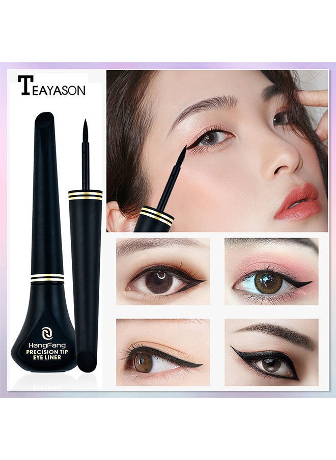 TEAYASON - Liquid Eyeliner, Highly Pigmented and Waterproof Eyeliner, For Intense Eye Definition, Smear-proof Eyeliner Liquid, Includes Easy Grip Wand and Felt Tip Eyeliner Applicator Black - Image 1