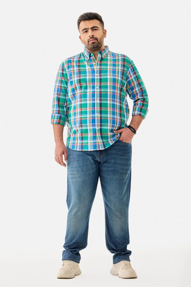 سنيتش قميص كاروهات كبير الحجم من مزيج الكتان