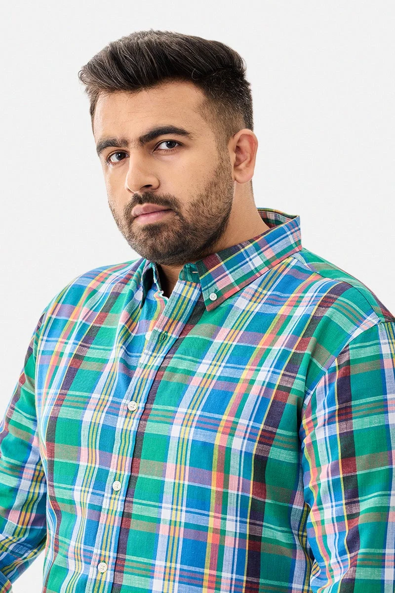 سنيتش قميص كاروهات كبير الحجم من مزيج الكتان