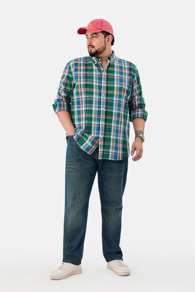 SNITCH Plaid Linen Blend Plus Size Shirt