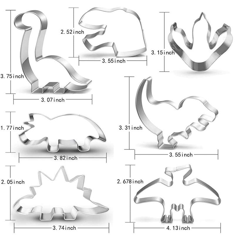 LUBTOSMN New Dinosaur Cookie Cutter Set-7 Piece-Dinosaur Footprint and Head  Tyrannosaurus(T-Rex)  Brontosaurs  Spinosaurus  Triceratops  Pterodactyl  Baking Mold for Kids Dinosaur Birthday Party - Image 4