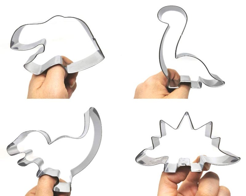 LUBTOSMN New Dinosaur Cookie Cutter Set-7 Piece-Dinosaur Footprint and Head  Tyrannosaurus(T-Rex)  Brontosaurs  Spinosaurus  Triceratops  Pterodactyl  Baking Mold for Kids Dinosaur Birthday Party - Image 5