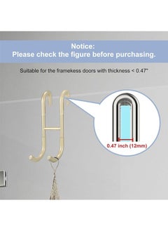 Hihonor 2 Pack Shower Door Hooks, 304 Stainless Steel Over Door Hooks, Towel Hooks for Bathroom Frameless Glass Shower Door 0.47"(12mm), Drilling-Free Hanger Shower Hooks, Gold  - Image 4