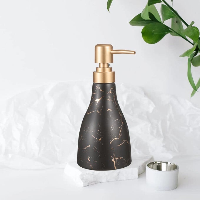 SOAP DISPENSER WITH PUMP, MATTE ITALIAN MARBLE PATTERN DISPENSAR BOTTLE FOR LIQUID SOAP, LOTIONS AND OIL