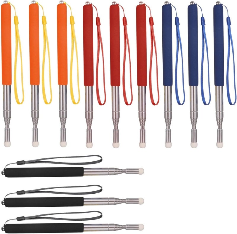 12 Pcs Pointer Sticks For Teachers With Lanyards, 39.4 In Extendable Whiteboard Pointer, Non-Slip Grip, Soft Tip, For Presentations - Image 1