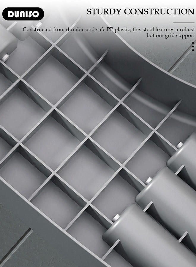 DUNISO مسند قدم للمرحاض مع قوام تدليك ولفافة، كرسي مرحاض غير قابل للانزلاق للحمام، مسند قدم محمول، مسند قدم متعدد الوظائف، مسند قدم تحت المكتب، كرسي قرفصاء للبالغين، خطوة مساعدة قدم مستقرة - Image 5