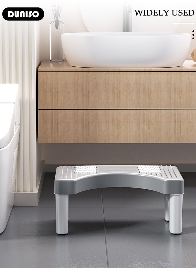 DUNISO مسند قدم للمرحاض مع قوام تدليك ولفافة، كرسي مرحاض غير قابل للانزلاق للحمام، مسند قدم محمول، مسند قدم متعدد الوظائف، مسند قدم تحت المكتب، كرسي قرفصاء للبالغين، خطوة مساعدة قدم مستقرة - Image 3