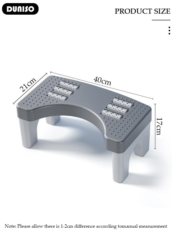 DUNISO مسند قدم للمرحاض مع قوام تدليك ولفافة، كرسي مرحاض غير قابل للانزلاق للحمام، مسند قدم محمول، مسند قدم متعدد الوظائف، مسند قدم تحت المكتب، كرسي قرفصاء للبالغين، خطوة مساعدة قدم مستقرة - Image 4
