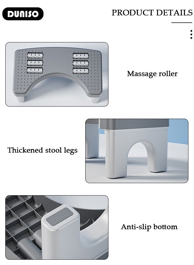 DUNISO مسند قدم للمرحاض مع قوام تدليك ولفافة، كرسي مرحاض غير قابل للانزلاق للحمام، مسند قدم محمول، مسند قدم متعدد الوظائف، مسند قدم تحت المكتب، كرسي قرفصاء للبالغين، خطوة مساعدة قدم مستقرة - Image 2