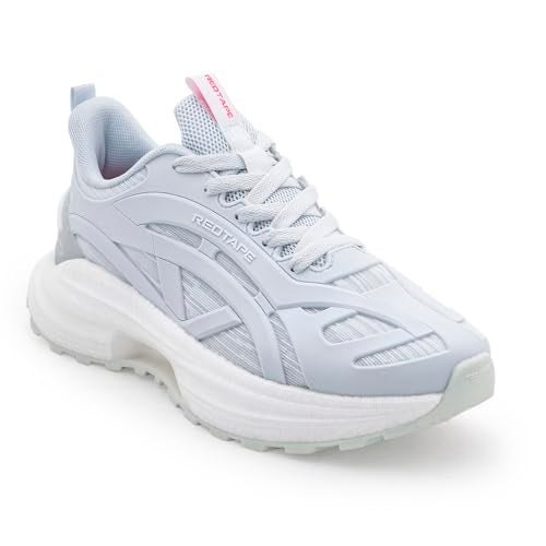 Red Tape Athleisure Sports Shoes for Women | Breathable Mesh, Lightweight Comfort, Lace-Up Fit & Stylish Performance White/Blue - Image 1