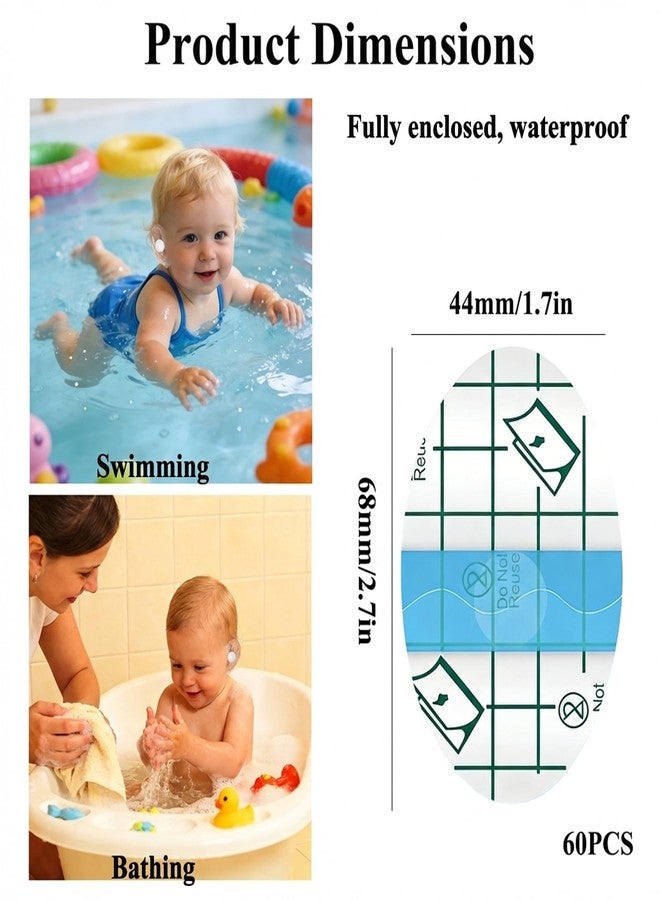 JFRHUDS 60Pack Baby Bathing Ear Covers,Waterproof Ear Stickers for Swimming - Image 2