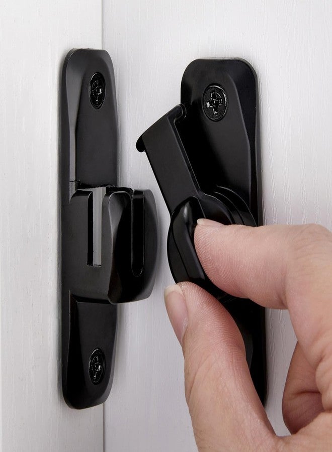 INIRET Barn Door Latches,Black 90/180 Degree Gate Lock,Zinc Alloy Right Angle Door Lock Latch,Flip Gate Latches Hardware,Door Security Sliding Door Latch Lock fo Cabinets,Bathroom,Barn Door - Image 1