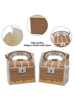 SYOSI Treasure Chest Party Treat Boxes,10 pcs Pirate Party Favor Goodie Boxes Gift Candy Box Case Grab Bag 11 x 7 x 14cm with Handle for  Birthday Party Kid Play Pirate Game Supplies  - Image 5