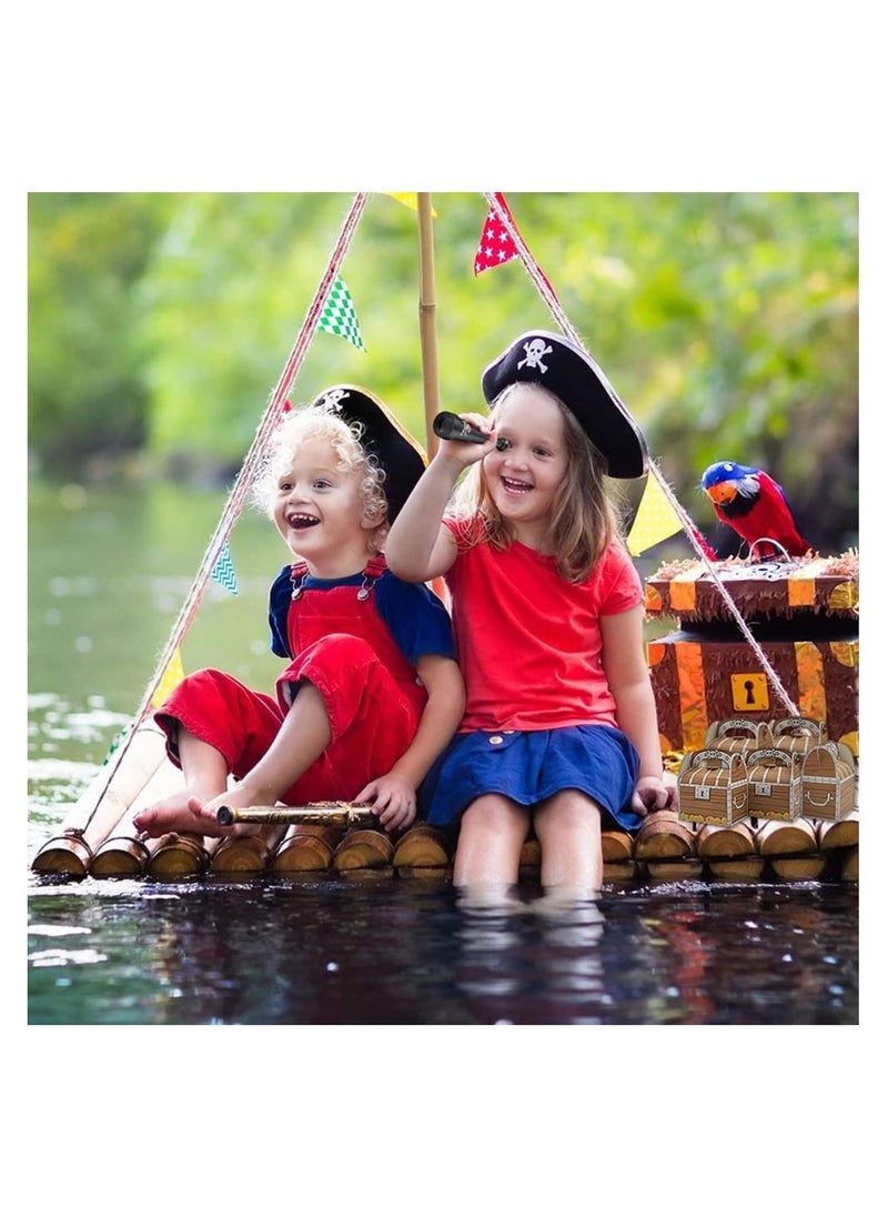 SYOSI - Treasure Chest Party Treat Boxes,10 pcs Pirate Party Favor Goodie Boxes Gift Candy Box Case Grab Bag 11 x 7 x 14cm with Handle for  Birthday Party Kid Play Pirate Game Supplies - Image 1