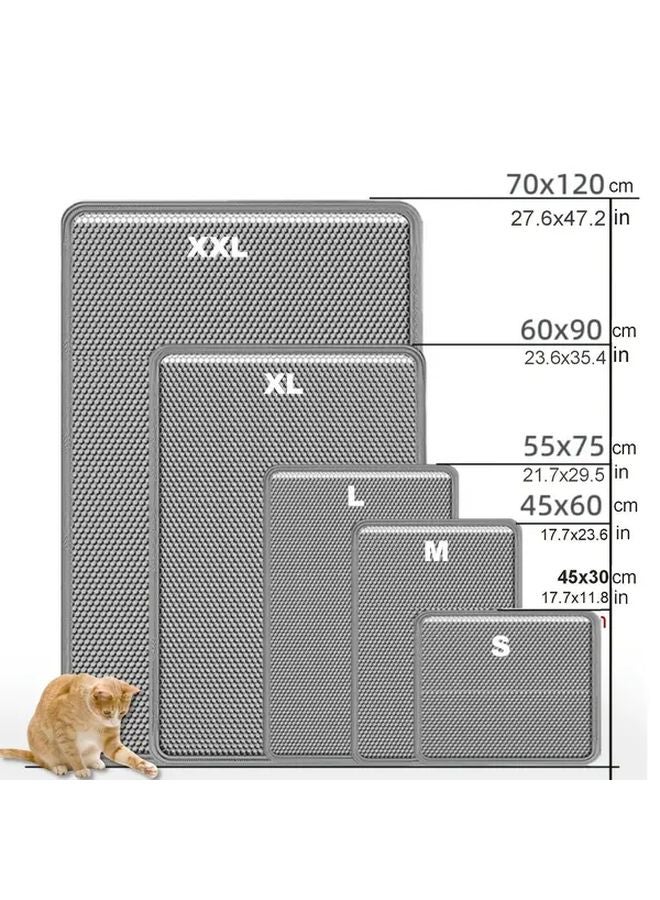 Large Double Layer Cat Litter Mat Splash Proof EVA Non Slip Washable Waterproof Black - Image 3