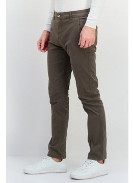 CROSSHATCH Men Slim Fit Solid Chino Pants, Olive  - Image 3