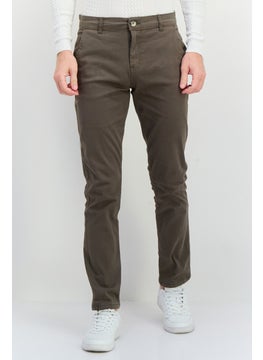 CROSSHATCH Men Slim Fit Solid Chino Pants, Olive  - Image 1