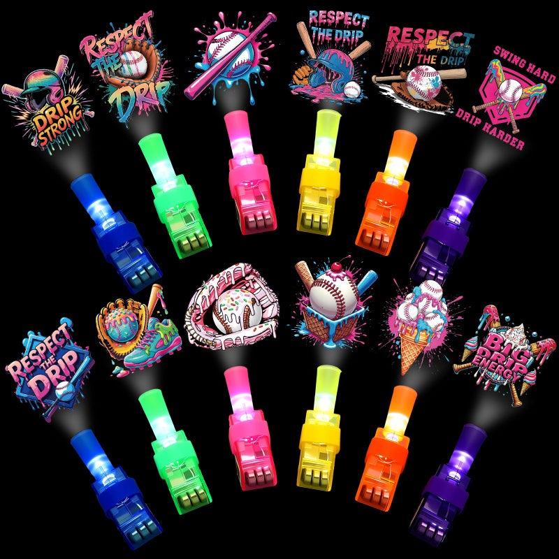 Tuanse 36 Pcs Ice Cream Drip Baseball Finger Lights Gifts Bulk for Kids Glow in the Dark Finger Lights Baseball Ice Cream Theme Birthday Party Decorations Supplies - Image 1