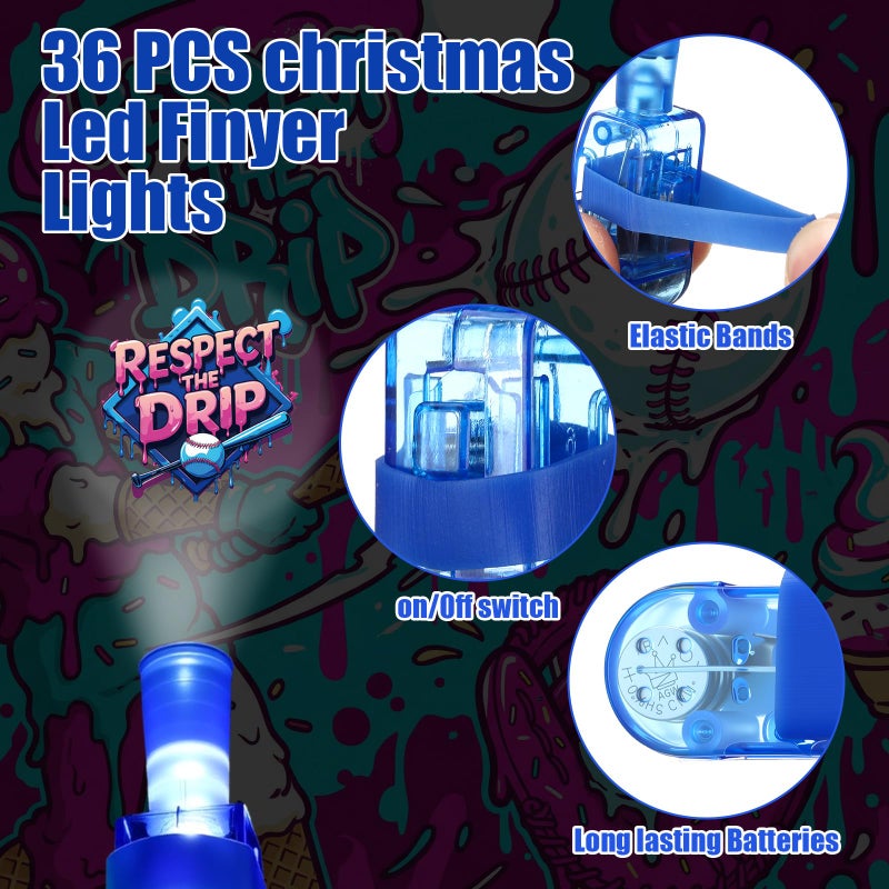 Tuanse 36 Pcs Ice Cream Drip Baseball Finger Lights Gifts Bulk for Kids Glow in the Dark Finger Lights Baseball Ice Cream Theme Birthday Party Decorations Supplies - Image 4