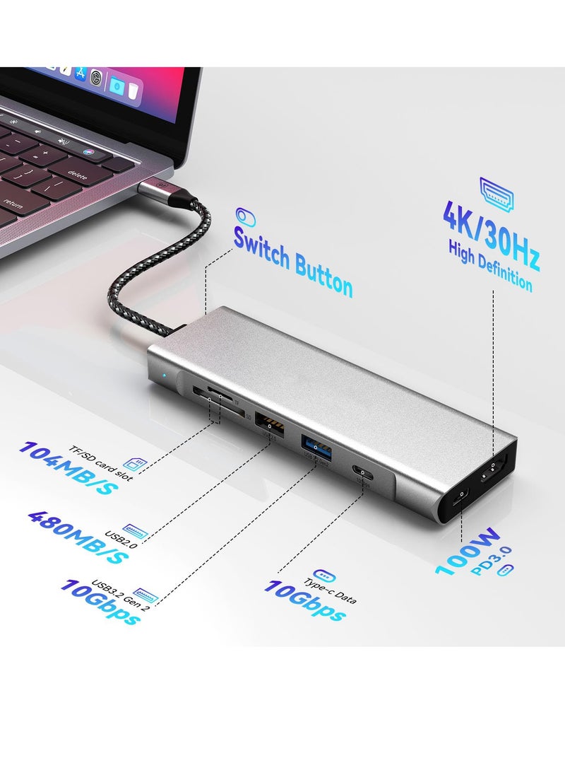 SYOSI USB C Hub 8 in 1 with 100W PD3.0 Charging M.2 NVMe 10Gbps or SATA SSD Enclosure 4K@30HZ HDMI 1.4 USB 3.2 Gen2 10Gbps Transfer Multiport Adapter for MacBook iPad HP Dell ASUS Lenovo etc  - Image 2