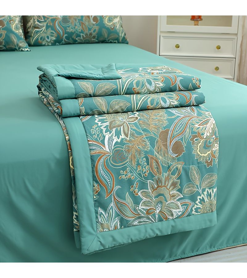 1 PC All Season Cooling Bedspread Lightweight Summer Comforter Dark Green Queen King Size Machine Washable Bed Cover Elegant for Hot Sleepers - Image 1