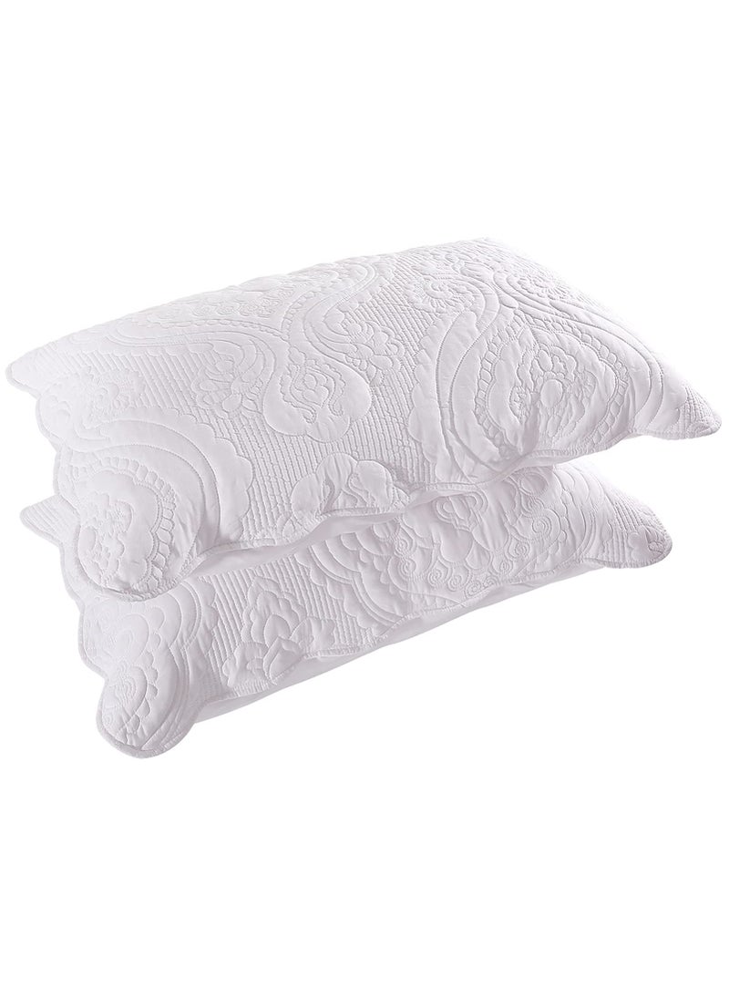 BOSOWOS BOSOWOS Quilted Pillow Shams Set of 2 Decorative Microfiber King Bed Pillow Shams Soft Breathable Pillow Covers with Envelope Closure White 2Pcs20 x 36inch 
