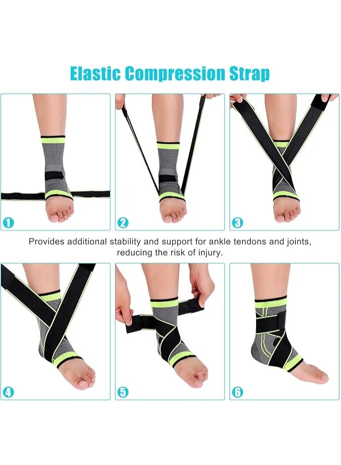 Auidy_6TXD Ankle Brace Set of 2, Elastic Compression Ligament Ankle Support Socks with Adjustable Strap for Injury Recovery, Joint Pain, Arch Brace Support & Foot Stabilizer, Ankle Wrap and More - Image 4