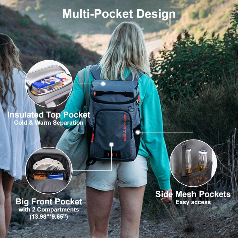 SPARTER Backpack Cooler Insulated Leak Proof 33 Cans, 2 Insulated Compartments Thermal Bag, Portable Lightweight Beach Travel Camping Lunch Backpack for Men and Women - Image 4