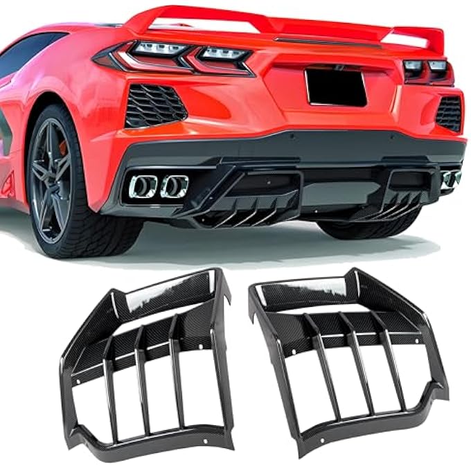NeespoC Rear Bumper Diffuser Fit for Chevrolet Corvette C8 2020-2025 Stingray/ Z51, Add-on Body Kit Rear Lower Fin Lip Splitter Exterior Accessories(Carbon Fiber Style) - Image 1