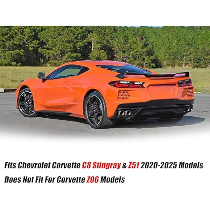 NeespoC Rear Bumper Diffuser Fit for Chevrolet Corvette C8 2020-2025 Stingray/ Z51, Add-on Body Kit Rear Lower Fin Lip Splitter Exterior Accessories(Carbon Fiber Style) - Image 2