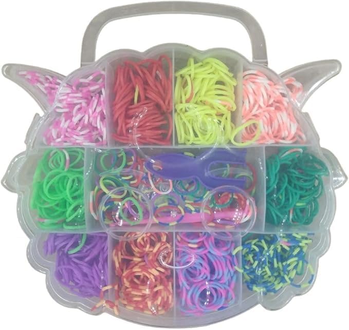 Gifting Circle Loom Rubber Band Kit for DIY Crafts, 10 Colored Loom Band Set with Lamb Design Case
