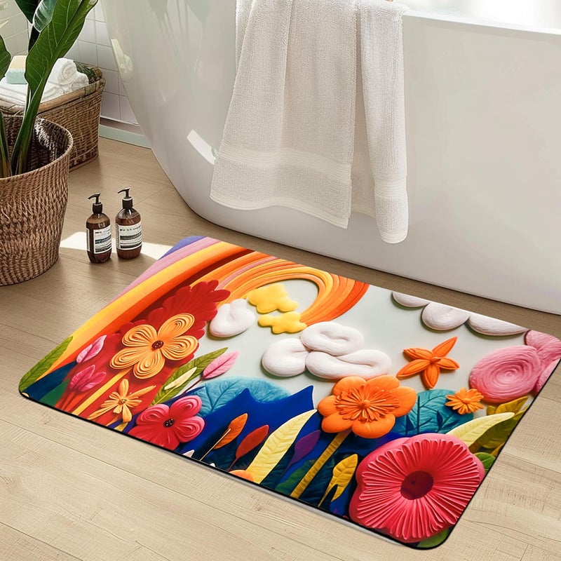 CANWAY® 1 Piece Anti-Skid Water Soaking 3D Cloud Print Bathroom Mat, Water Absorbent Mat (40x60cm) (Cloud Print) - Image 1