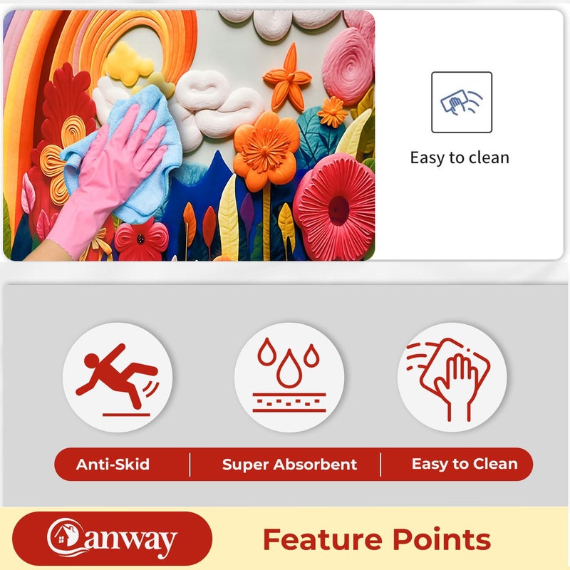 CANWAY® 1 Piece Anti-Skid Water Soaking 3D Cloud Print Bathroom Mat, Water Absorbent Mat (40x60cm) (Cloud Print) - Image 4