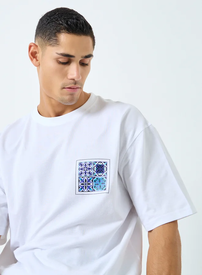 Styli Styli Men White Oversized Graphic Print T-Shirt