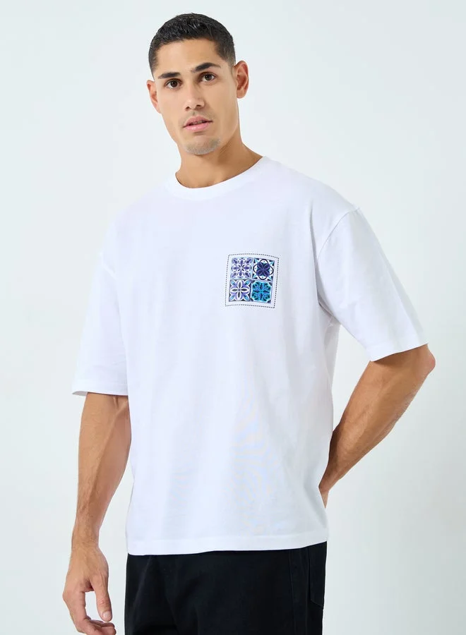 Styli Styli Men White Oversized Graphic Print T-Shirt
