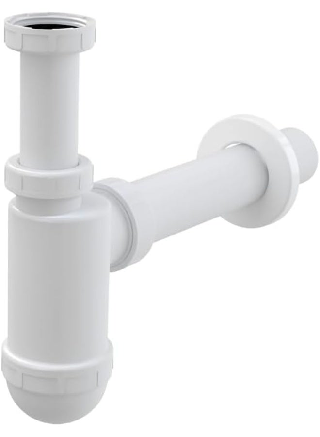 Biella Pvc Bathroom Sink Bottle Trap Kit 1/4" Slip Inlet Waste Pipe And Drain Tube For Basin White - Image 1