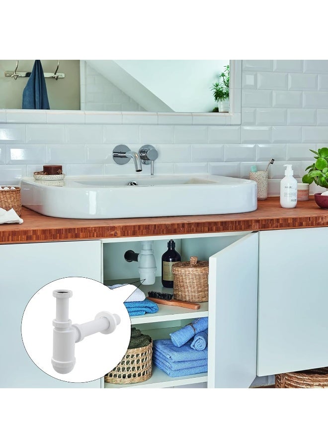 Biella Pvc Bathroom Sink Bottle Trap Kit 1/4" Slip Inlet Waste Pipe And Drain Tube For Basin White - Image 3