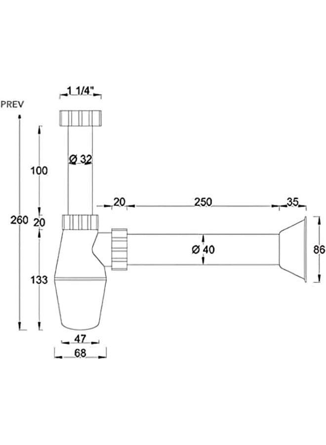 Biella Pvc Bathroom Sink Bottle Trap Kit 1/4" Slip Inlet Waste Pipe And Drain Tube For Basin White - Image 2