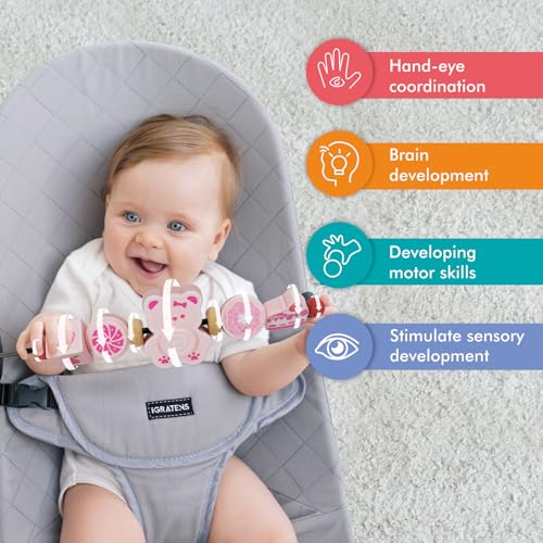 iGRATENS Baby Bouncer Toy Bar Toy Bar for Baby Bouncer Warm and Playful Pink Rainbow Design for Baby Girls Easy to Attach and Remove ChildSafe Paint Safe for Babies - Image 3