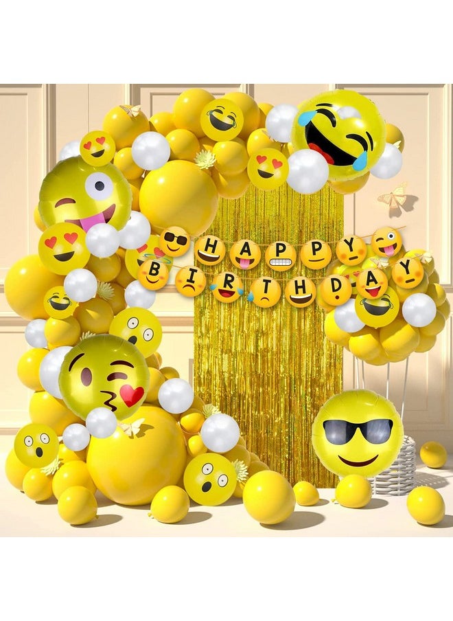 Party Propz Party Propz Smiley Balloons For Birthday Decoration- Pack Of 38 Pcs,Smiley Birthday Theme For Kids Emoji Theme Birthday Decoration Kit Happy Birthday Banner(Cardstock)Birthday Decoration Items,Yellow  - Image 1