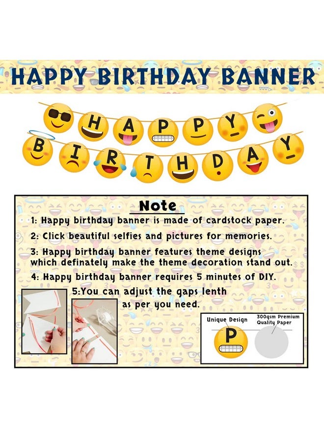 Party Propz Party Propz Smiley Balloons For Birthday Decoration- Pack Of 38 Pcs,Smiley Birthday Theme For Kids Emoji Theme Birthday Decoration Kit Happy Birthday Banner(Cardstock)Birthday Decoration Items,Yellow  - Image 3
