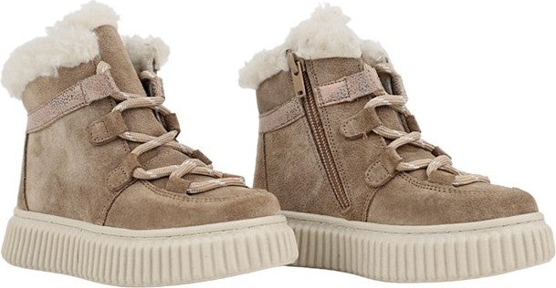 Kids A More Adia Nubuck Plush Fur Girls Boots Sand Color - Image 3