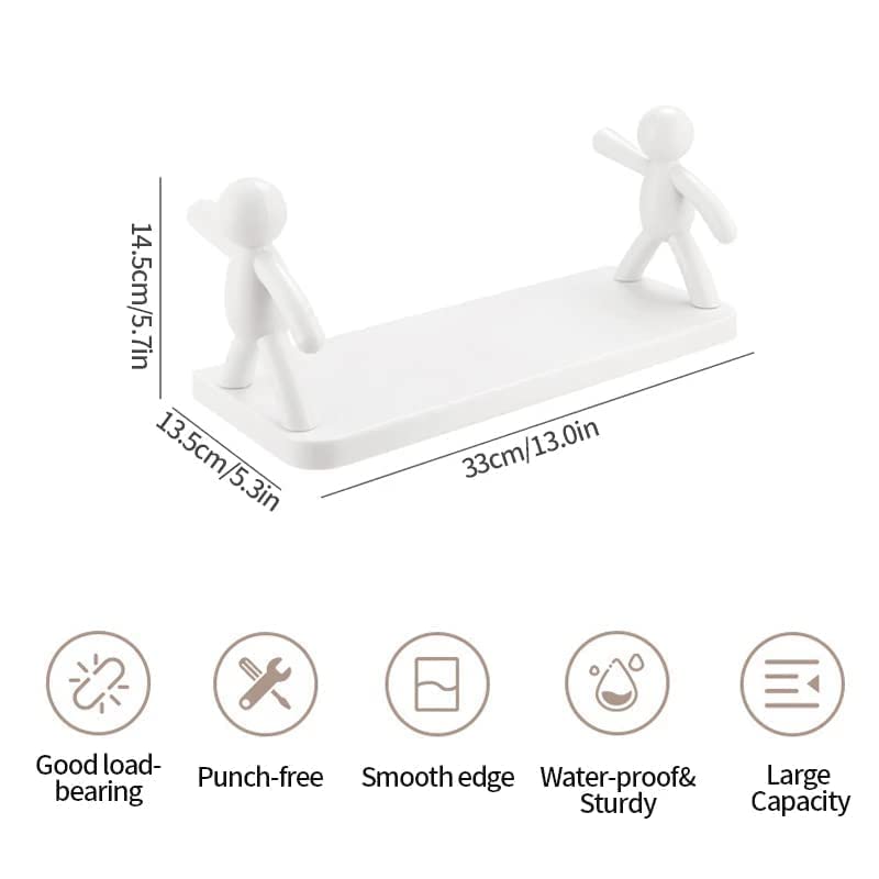 CLEMATIS CLEMATIS Bathroom, Kitchen Storage Organizer, Multipurpose Floating Shelf Rack, Wall Mounted Shelves, No Drilling - Shelf Adhesive, Bathroom Accessories (White, Pack of 1) - Image 2