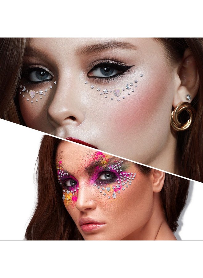 SAOROPEB - SAOROPEB 5 Sheets Face Gems Face Jewels Stickers, Self Adhesive Eye Body Face Nail Crystal Rhinestones Rainbow for Women Festival Accessory and Nail Art Decorations - Image 1